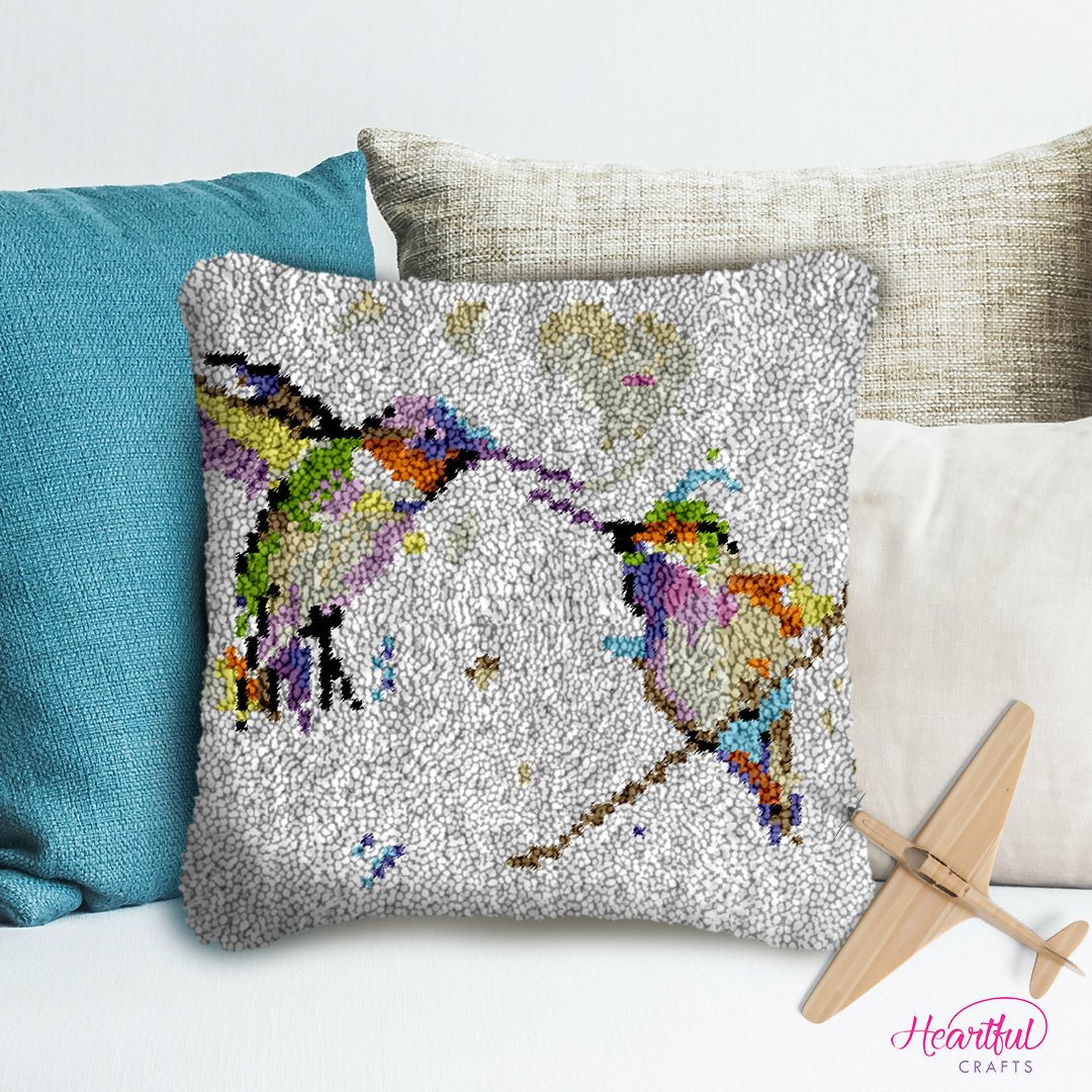Hummingbirds - Latch Hook Pillowcase Kit - Latch Hook Crafts