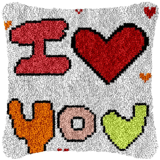 I Heart You - Latch Hook Pillowcase Kit - Latch Hook Crafts