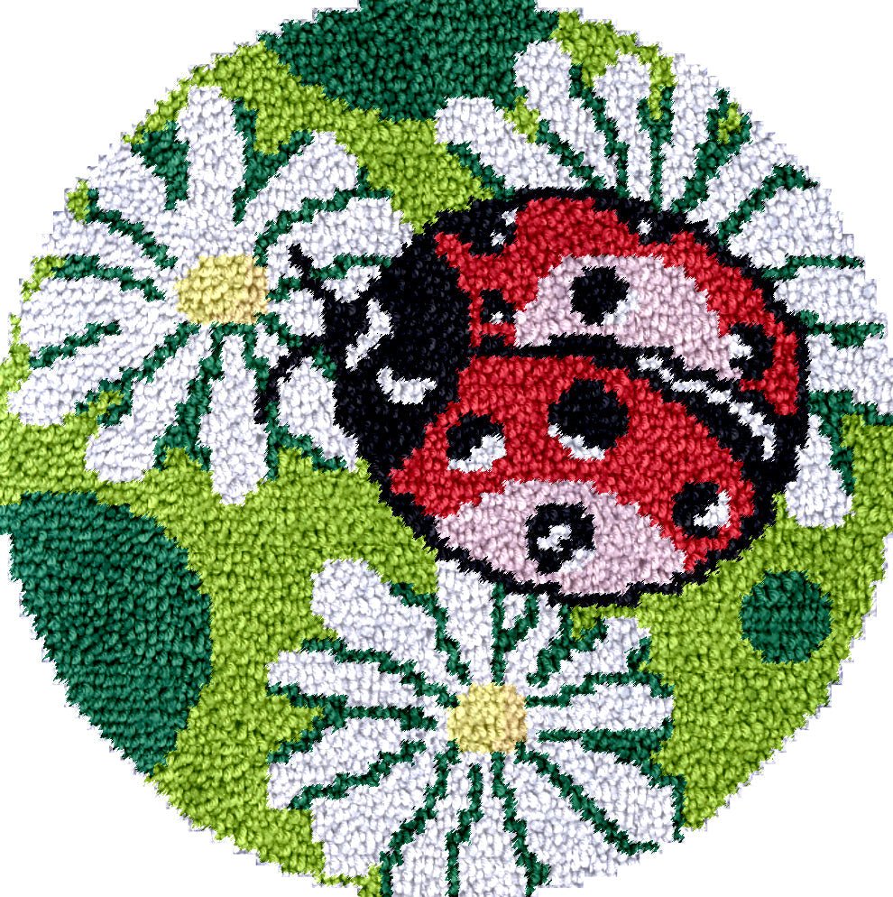 Ladybug and Daisies DIY Latch Hook Rug Making Kit For Adults Latch