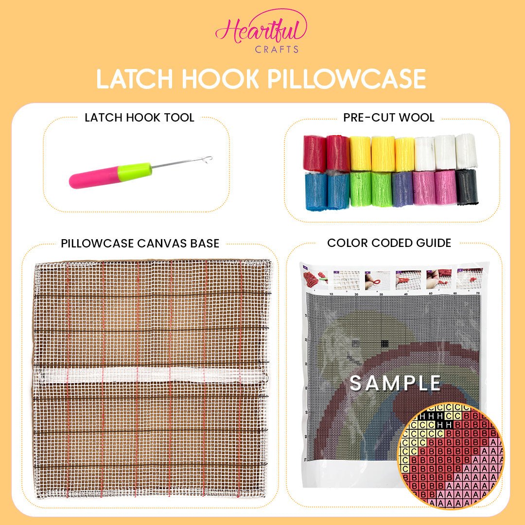 Ladybug and Flowers - Latch Hook Pillowcase Kit - DIY Latch Hook
