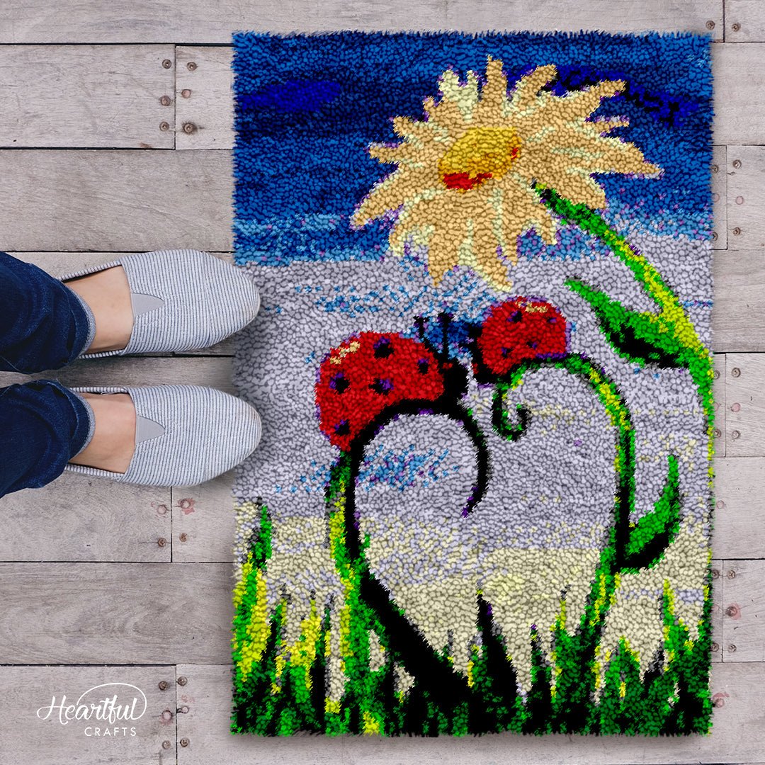 Ladybug Romance DIY Latch Hook Rug Making Kit For Adults – Latch Hook ...