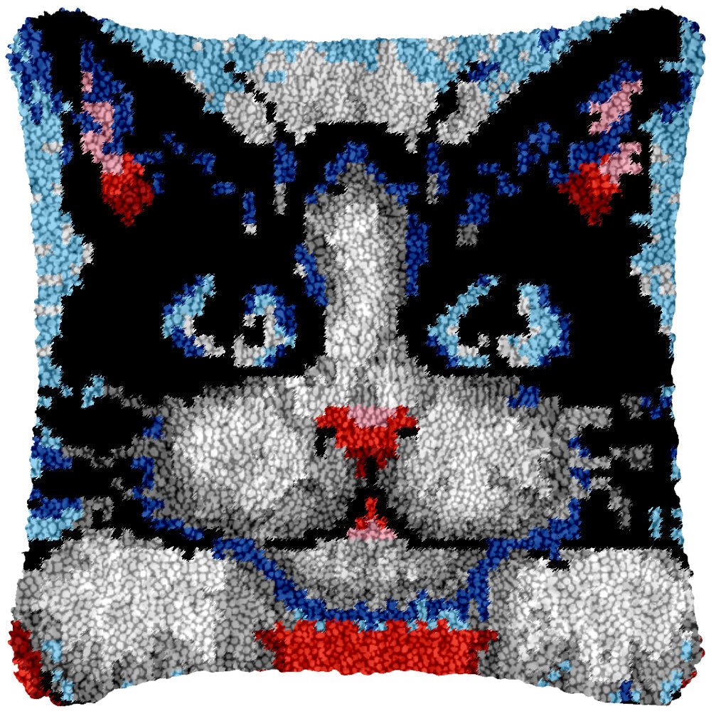 Large Eyes Peeking Cat - Latch Hook Pillowcase Kit - Latch Hook Crafts