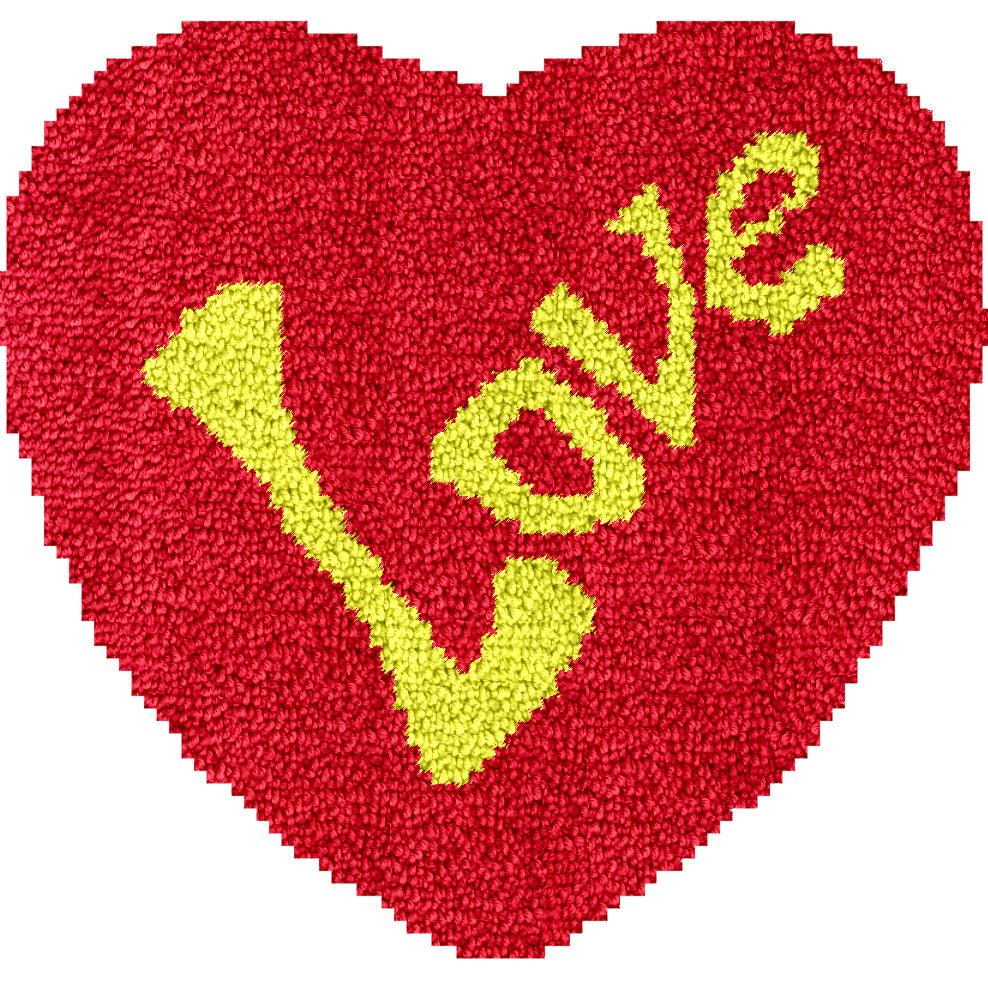 Love Heart (Yellow) - Latch Hook Rug Kit - Latch Hook Crafts