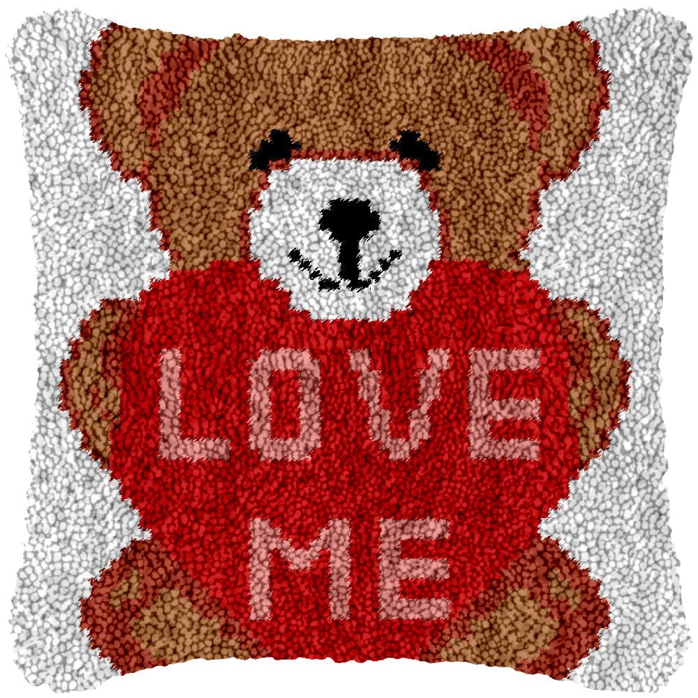 Love Me Teddy - Latch Hook Pillowcase Kit - diy-latch-hook