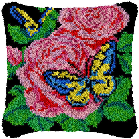 Lovely Pink Blossoms - Latch Hook Pillowcase Kit - Latch Hook Crafts