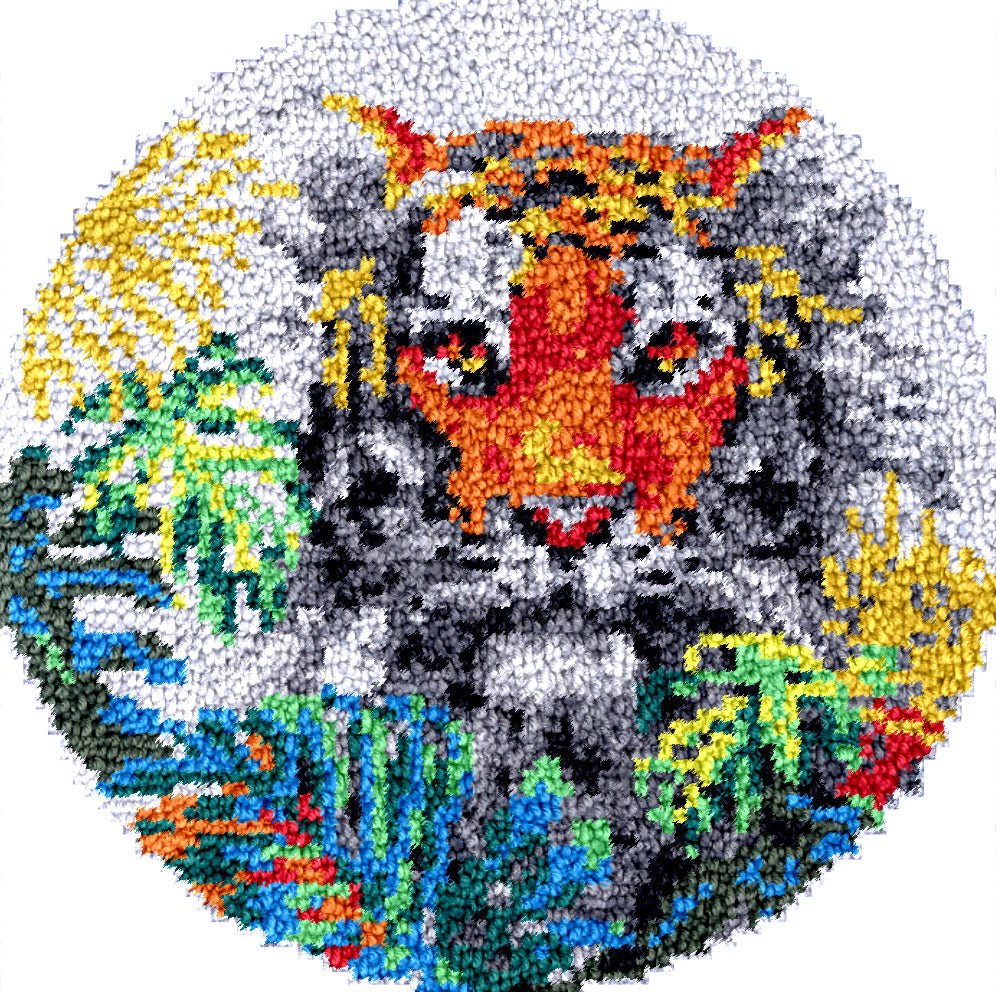 Majestic Tiger (Rainbow) - Latch Hook Rug Kit - Latch Hook Crafts