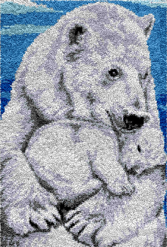 Maternal Polar Bear - Latch Hook Rug Kit - Heartful Crafts | DIY Latch Hook
