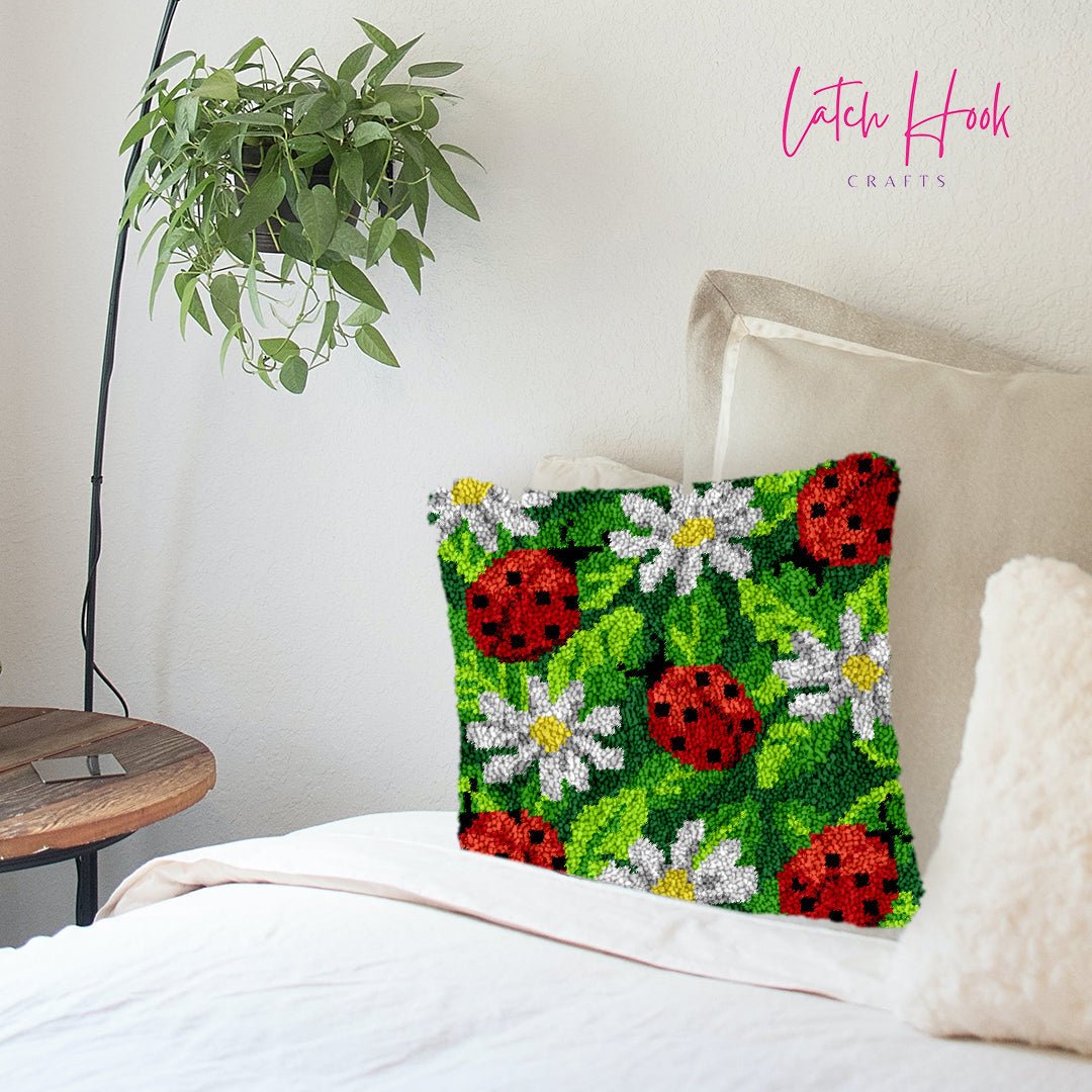 Mini Ladybugs - Latch Hook Pillowcase Kit - Latch Hook Crafts