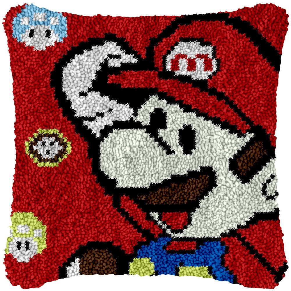 Mini Mario - Latch Hook Pillowcase Kit - Latch Hook Crafts