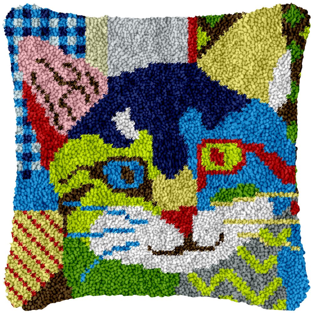 Mosaic Kitty - Latch Hook Pillowcase Kit - Latch Hook Crafts