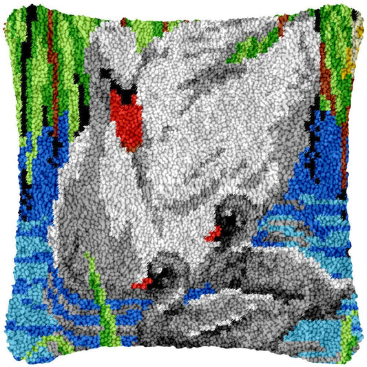 Mother Swan - Latch Hook Pillowcase Kit - Latch Hook Crafts