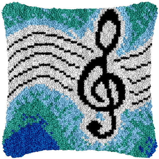 Musical Notes (Green) - Latch Hook Pillowcase Kit - Latch Hook Crafts