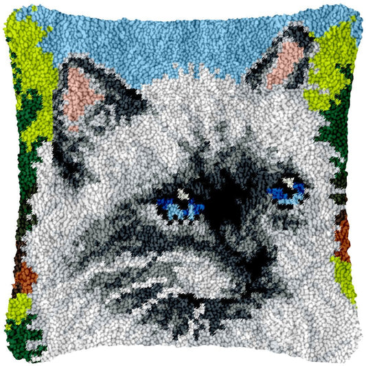 Needs Food Meow - Latch Hook Pillowcase Kit - Latch Hook Crafts