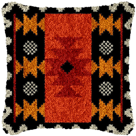 Orange Tribal - Latch Hook Pillowcase Kit - Latch Hook Crafts