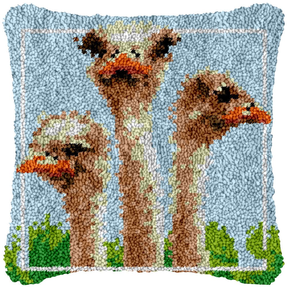 Ostriches - Latch Hook Pillowcase Kit - Latch Hook Crafts