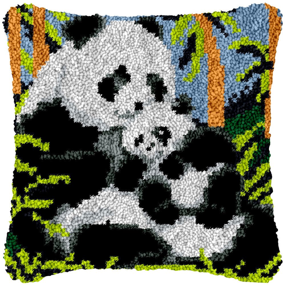 Panda Mom and Cub - Latch Hook Pillowcase Kit - Latch Hook Crafts