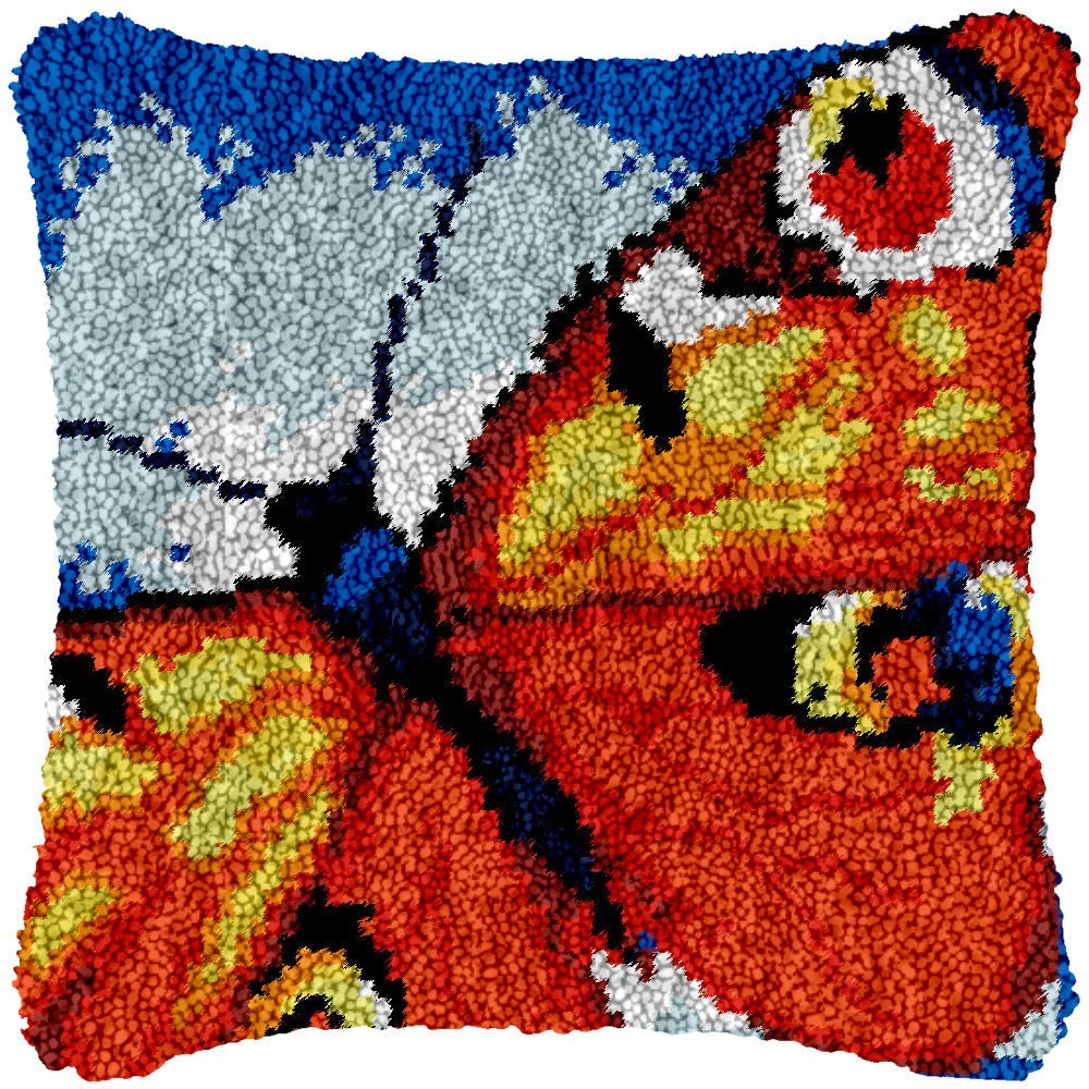 Peacock Butterfly - Latch Hook Pillowcase Kit - DIY Latch Hook
