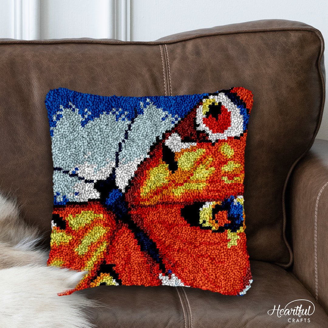 Peacock Butterfly - Latch Hook Pillowcase Kit - DIY Latch Hook