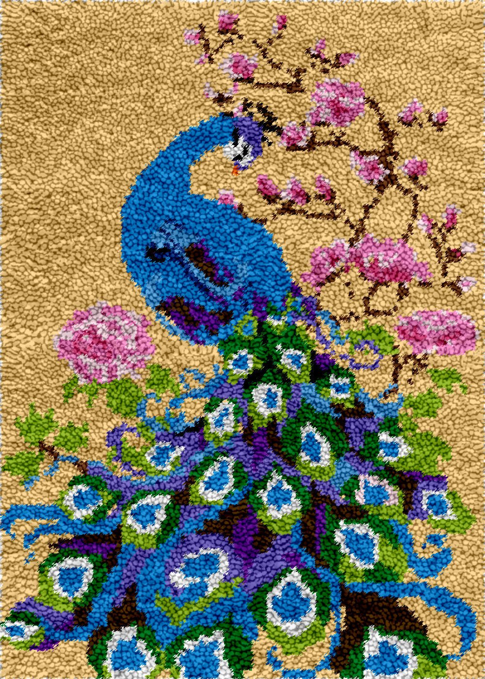 Peacock with Carnations - Latch Hook Rug Kit - Latch Hook Crafts