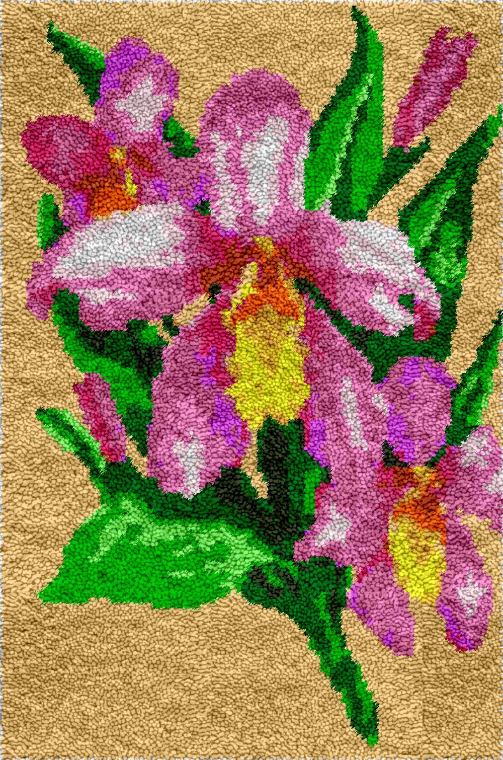 Pink Iris Flower - Latch Hook Rug Kit - diy-latch-hook