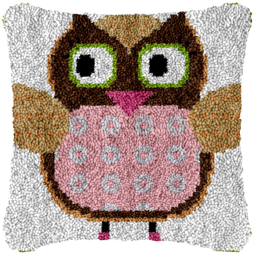 Pink Owl - Latch Hook Pillowcase Kit - Latch Hook Crafts
