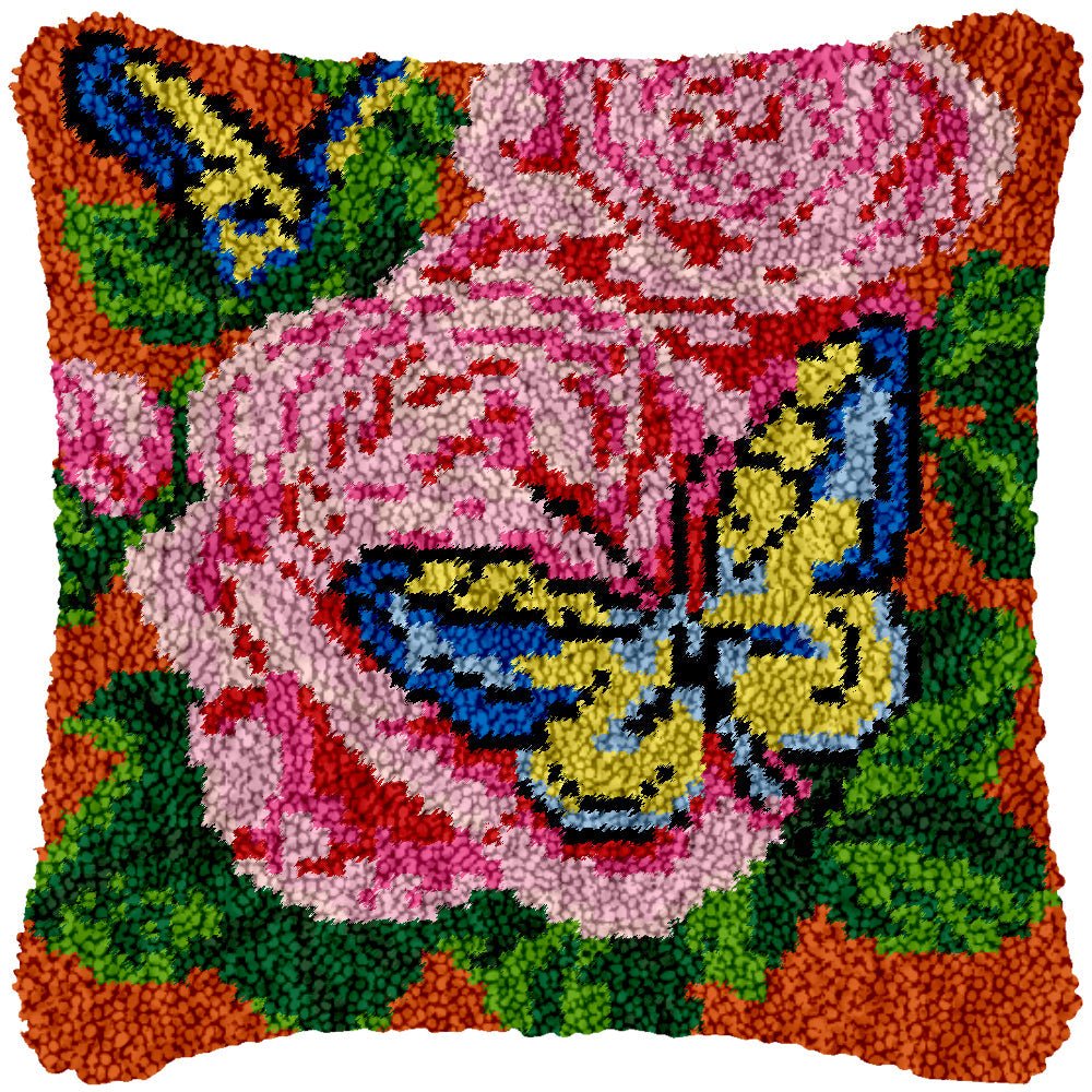 Pink Roses - Latch Hook Pillowcase Kit - DIY Latch Hook