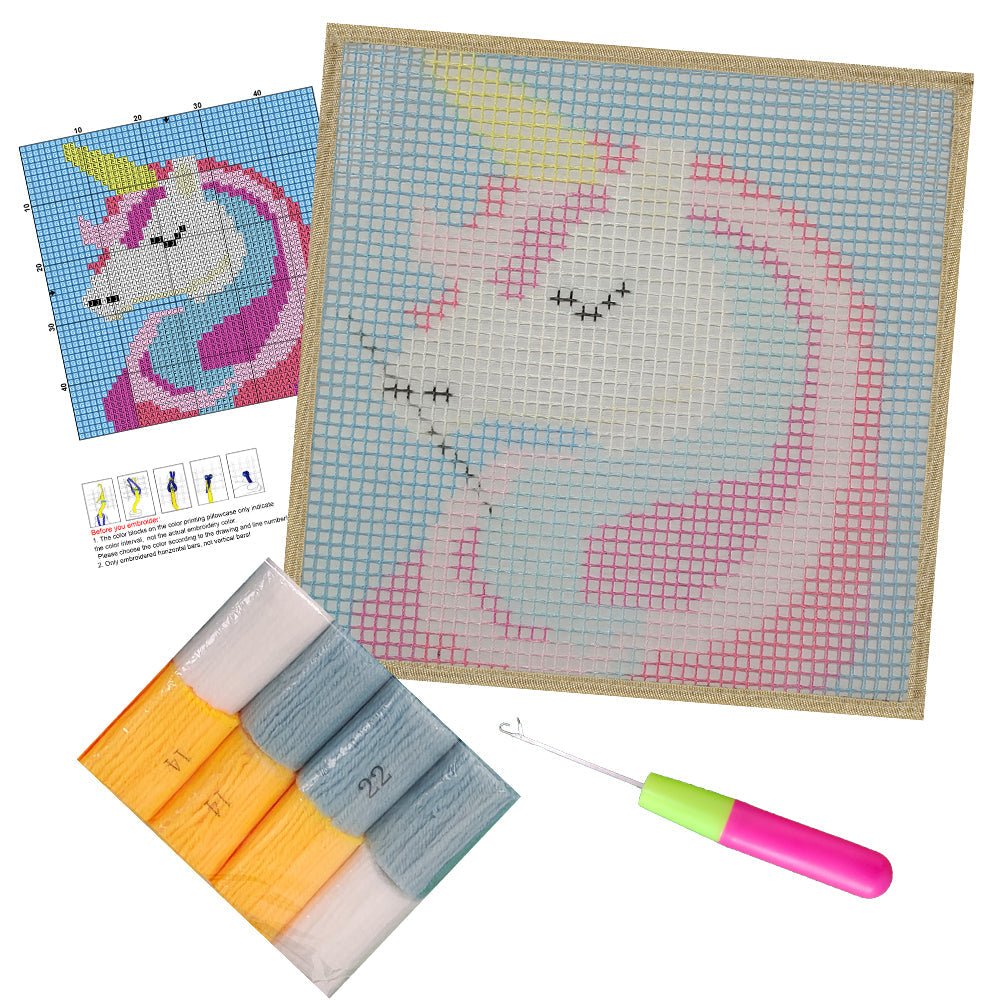 Pink Unicorn - Latch Hook Kit for Kids - diy-latch-hook