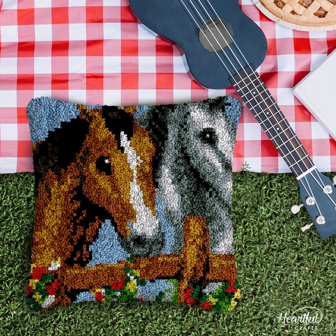 Playful Foals - Latch Hook Pillowcase Kit - DIY Latch Hook