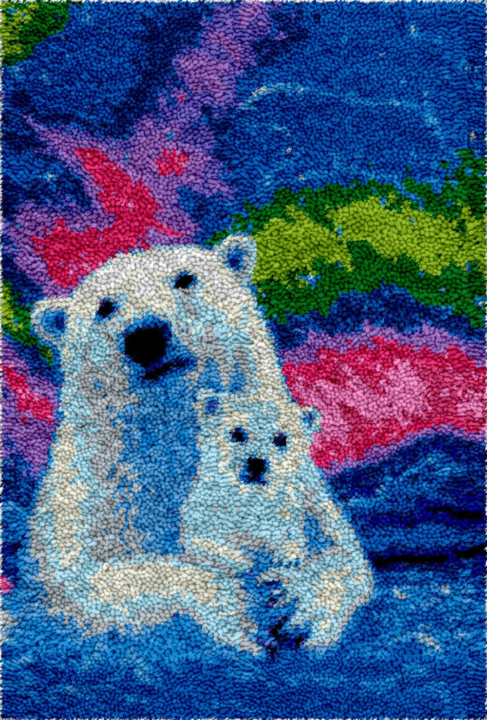 Polar Bears in the North - Latch Hook Rug Kit - Heartful Crafts | DIY Latch Hook