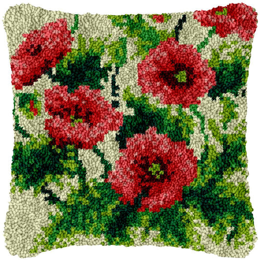 Poppy Field - Latch Hook Pillowcase Kit - Latch Hook Crafts