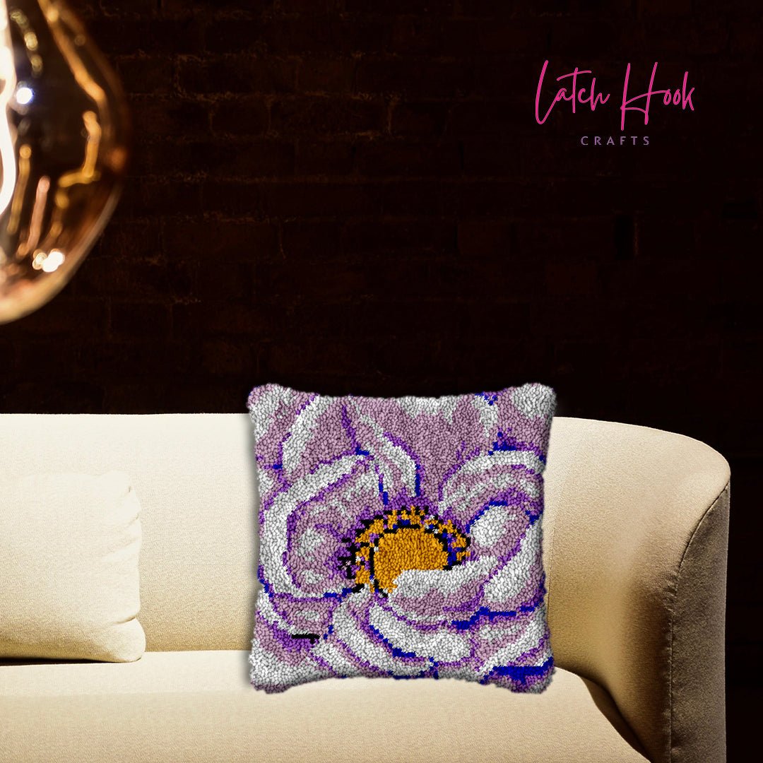 Purple Magnolia - Latch Hook Pillowcase Kit - Latch Hook Crafts