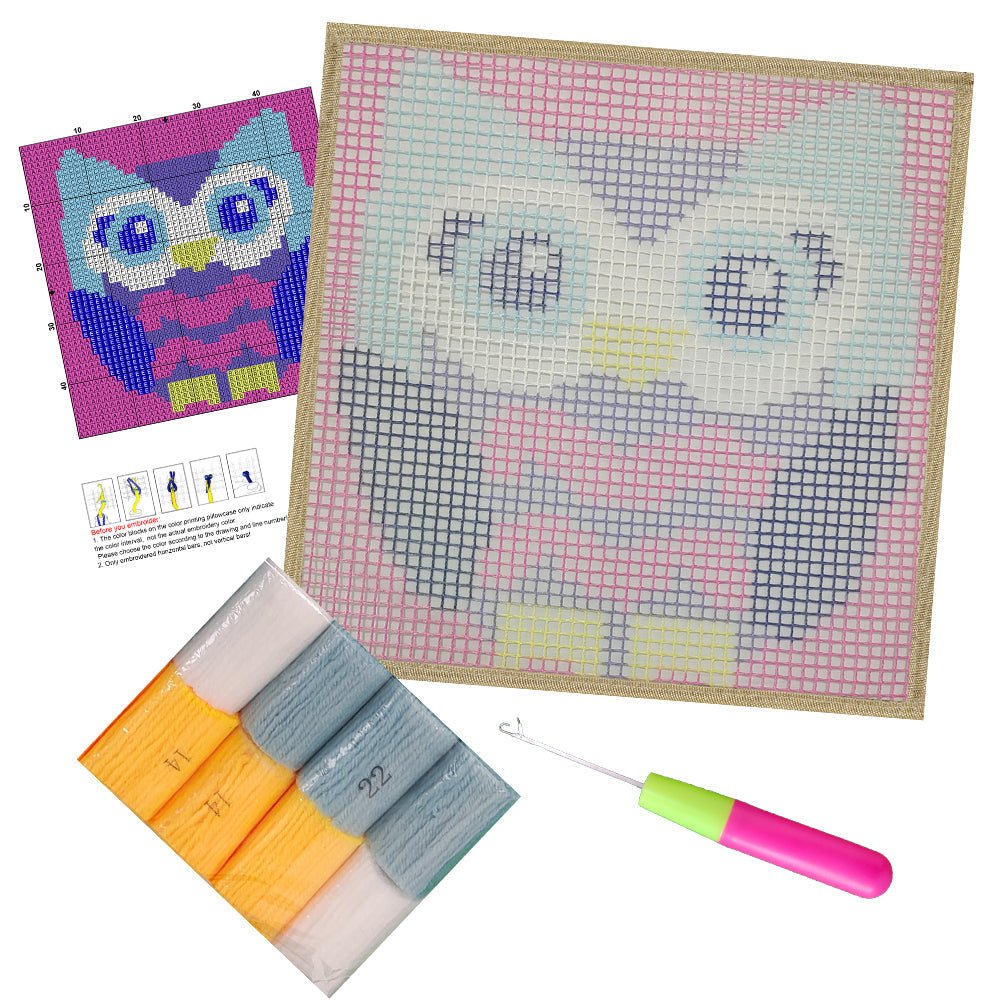 Purple Owl - Latch Hook Kit for Kids - diy-latch-hook