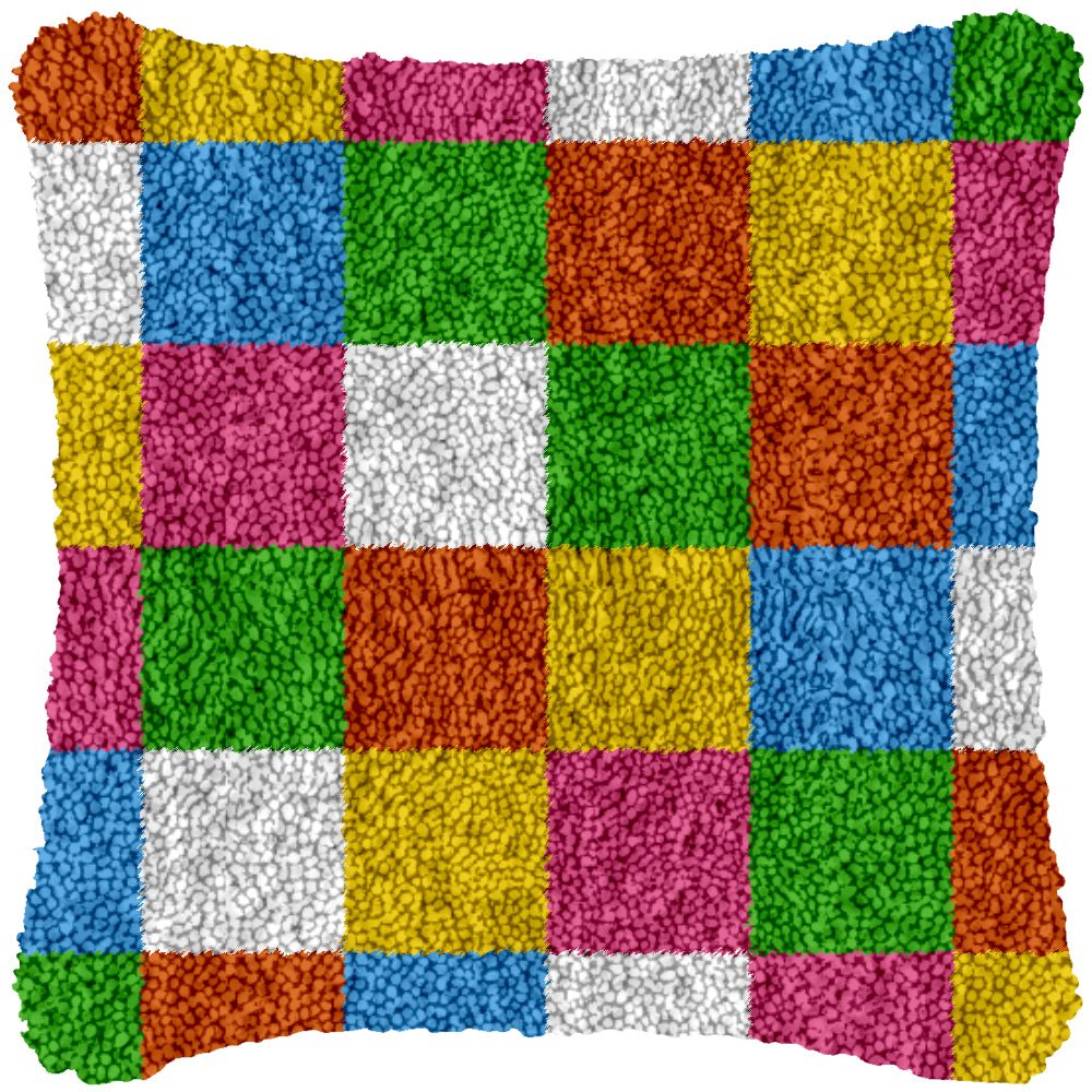 Rainbow Checkers - Latch Hook Pillowcase Kit - Latch Hook Crafts