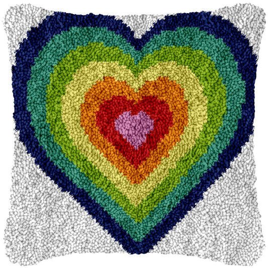 Rainbow Heart - Latch Hook Pillowcase Kit - Latch Hook Crafts