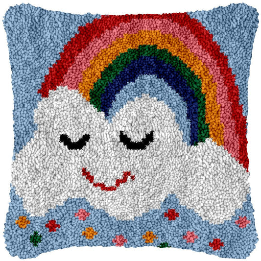 Rainbow Rain - Latch Hook Pillowcase Kit - Latch Hook Crafts