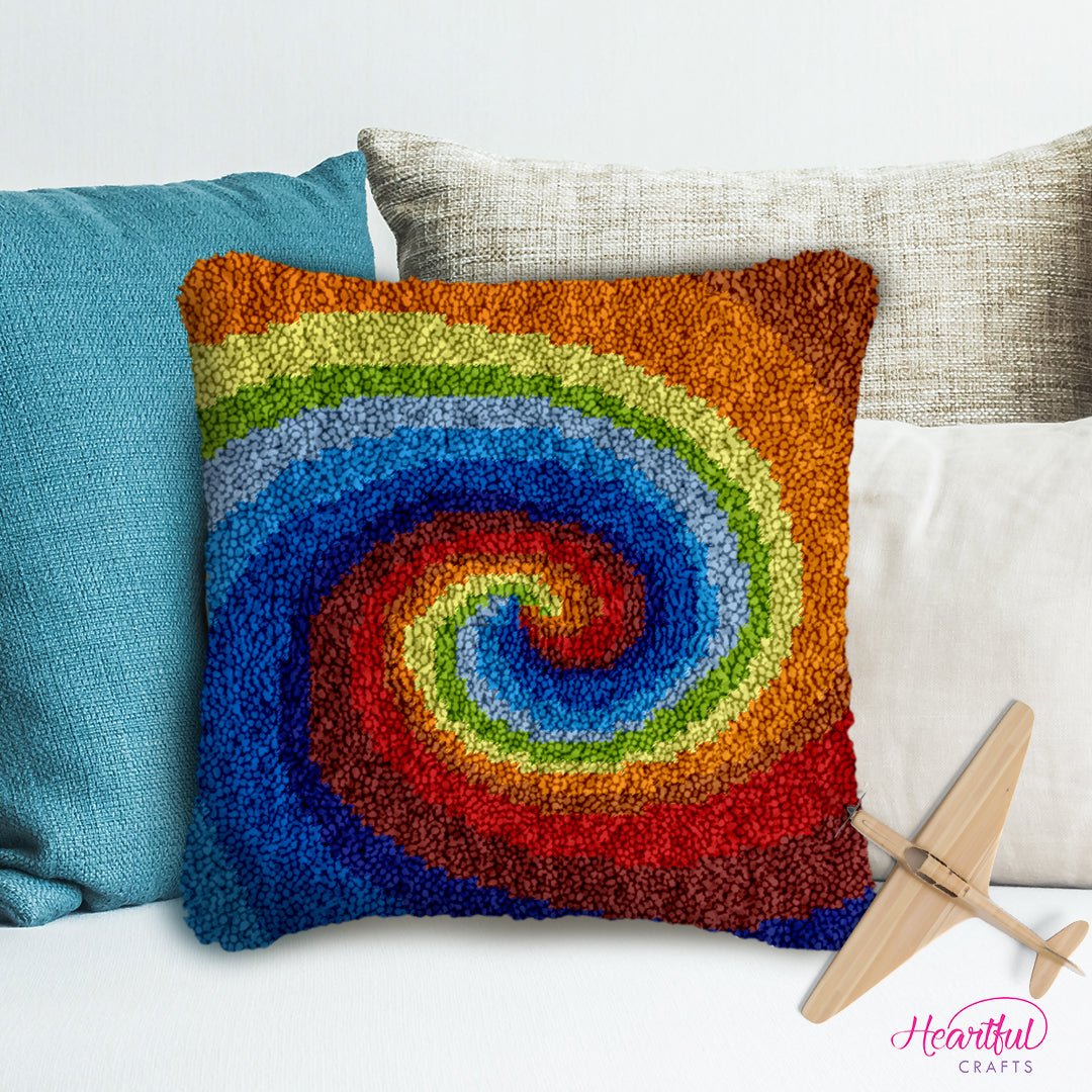 Rainbow Swirl - Latch Hook Pillowcase Kit - Latch Hook Crafts