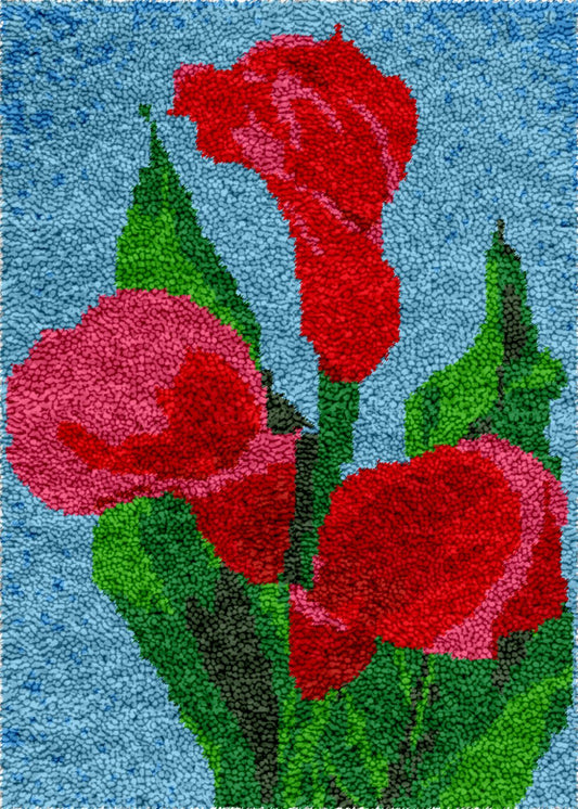 Red Calla Lily - Latch Hook Rug Kit - Latch Hook Crafts