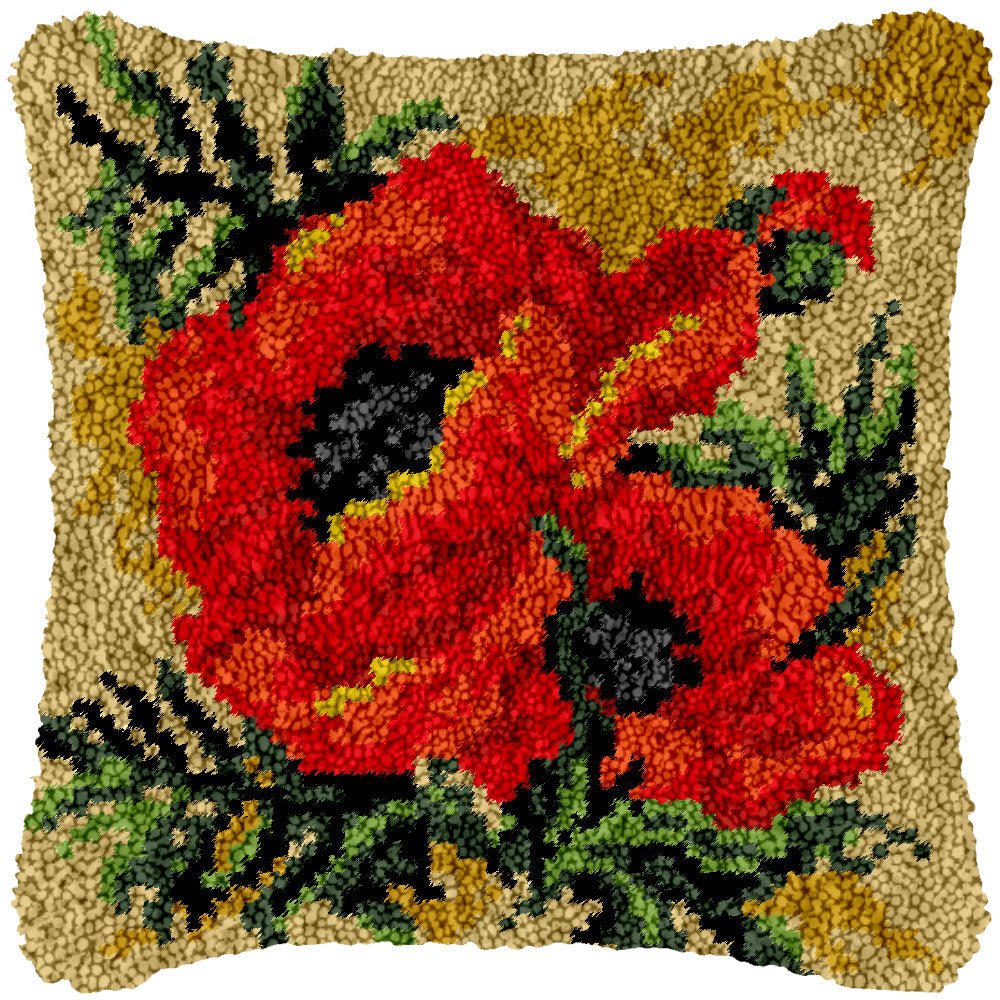 Red Carnations - Latch Hook Pillowcase Kit - Latch Hook Crafts