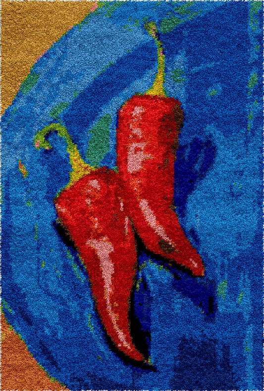 Red Hot Peppers - Latch Hook Rug Kit - Heartful Crafts | DIY Latch Hook