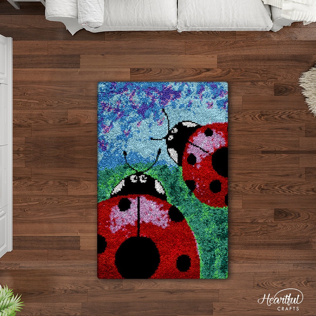 Red Ladybugs DIY Latch Hook Rug Making Kit For Adults – Latch Hook Crafts