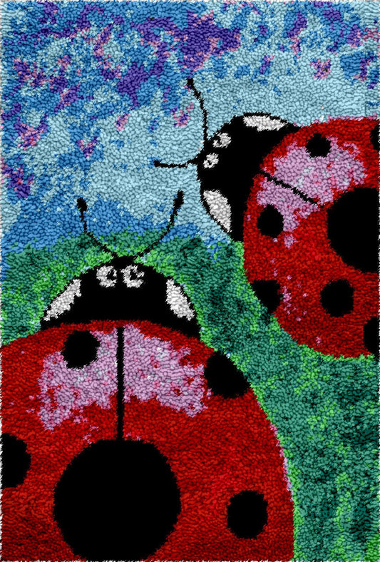 Red Ladybugs - Latch Hook Rug Kit - Heartful Crafts | DIY Latch Hook