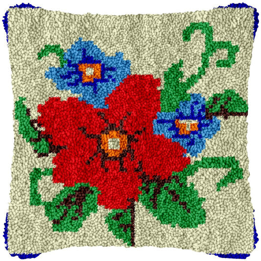 Red Poinsettia - Latch Hook Pillowcase Kit - Latch Hook Crafts