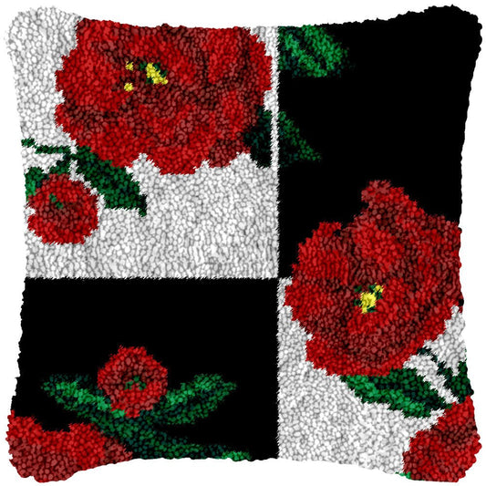 Red Poppies - Latch Hook Pillowcase Kit - Latch Hook Crafts