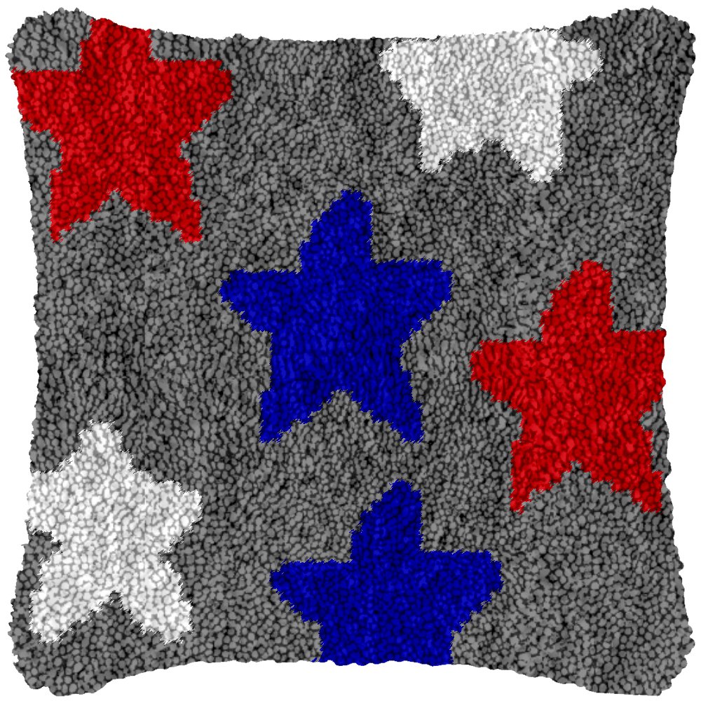 Red, White, and Blue Stars - Latch Hook Pillowcase Kit - Latch Hook Crafts