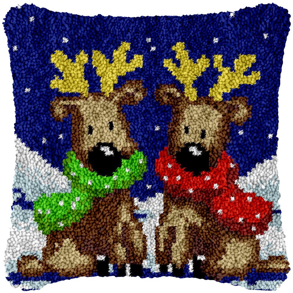 Reindeer Brothers - Latch Hook Pillowcase Kit - Latch Hook Crafts
