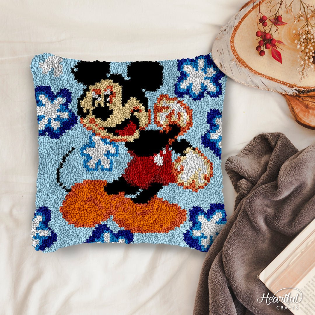 Right On Mickey! - Latch Hook Pillowcase Kit - Latch Hook Crafts