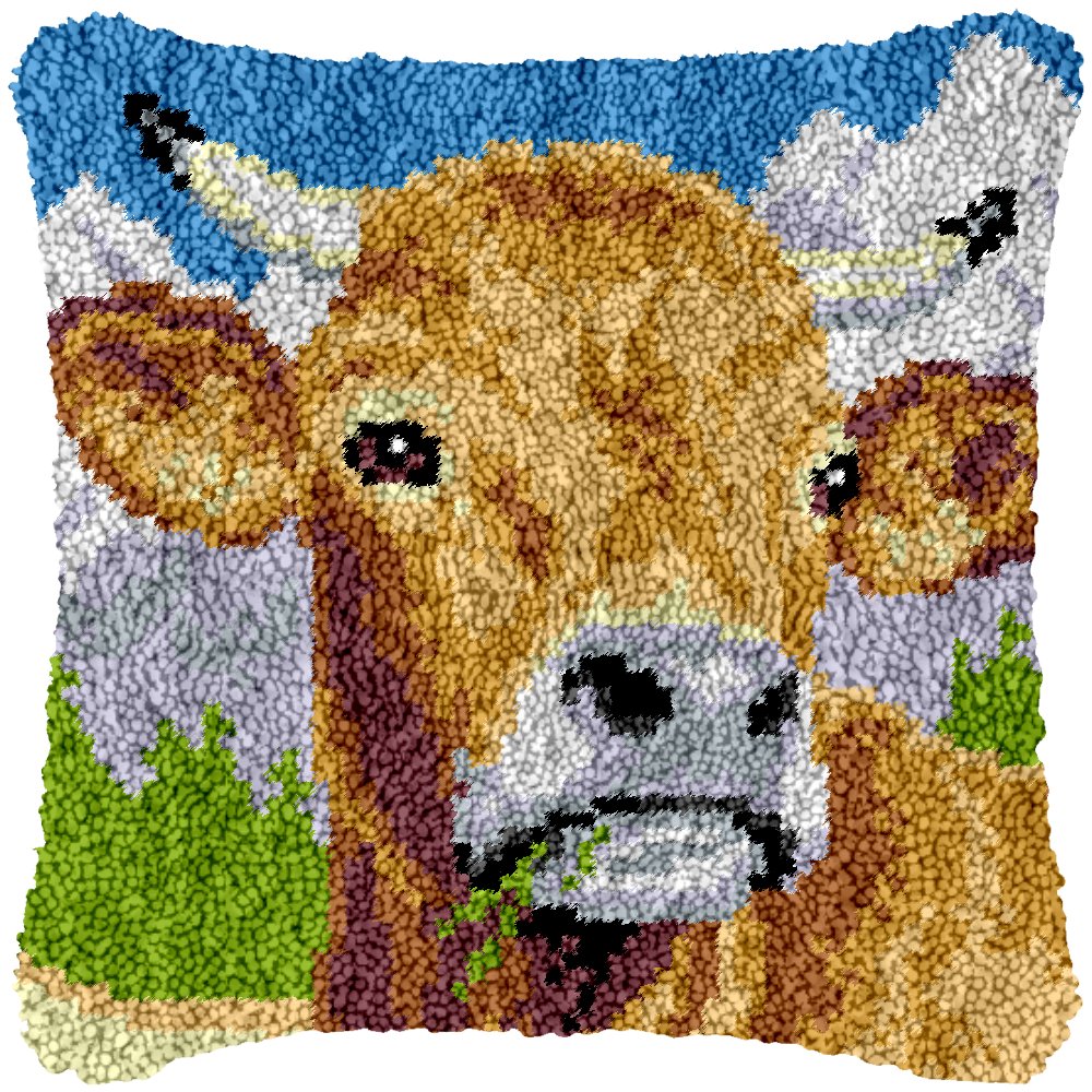 Roaming Cow - Latch Hook Pillowcase Kit - Latch Hook Crafts