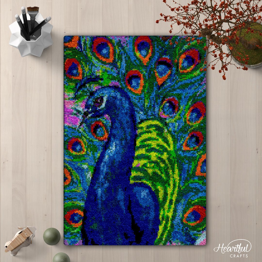 Royal Peacock DIY Latch Hook Rug Making Kit For Adults Latch Hook Crafts