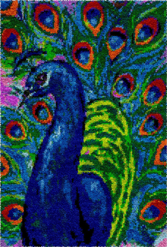 Royal Peacock - Latch Hook Rug Kit - Heartful Crafts | DIY Latch Hook