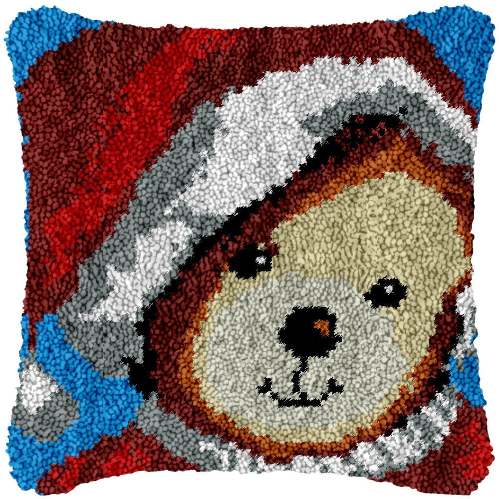 Santa Bear - Latch Hook Pillowcase Kit - Latch Hook Crafts